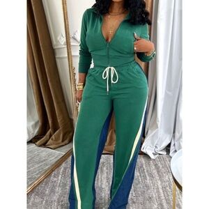 Green Zip-Up Jumpsuit